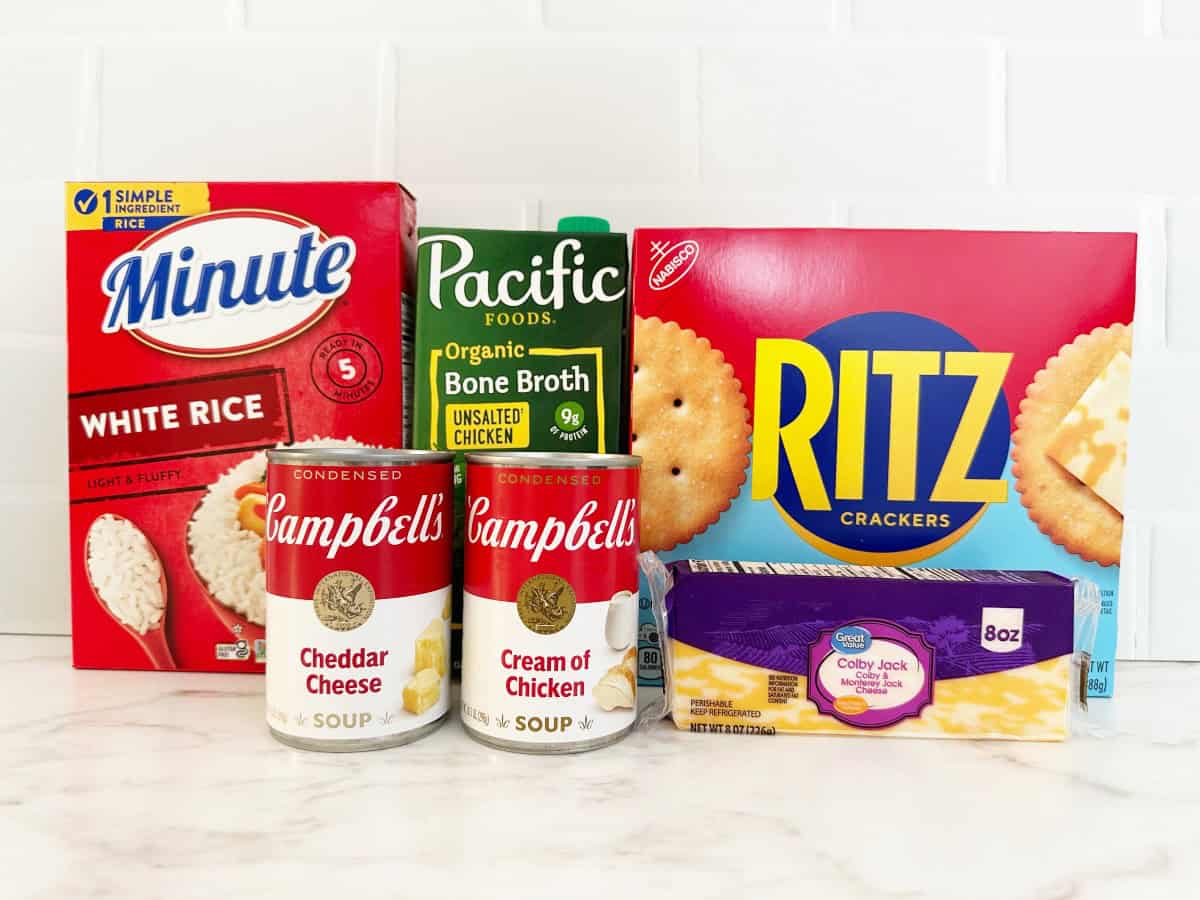 Side view of ingredients in their packaging.
