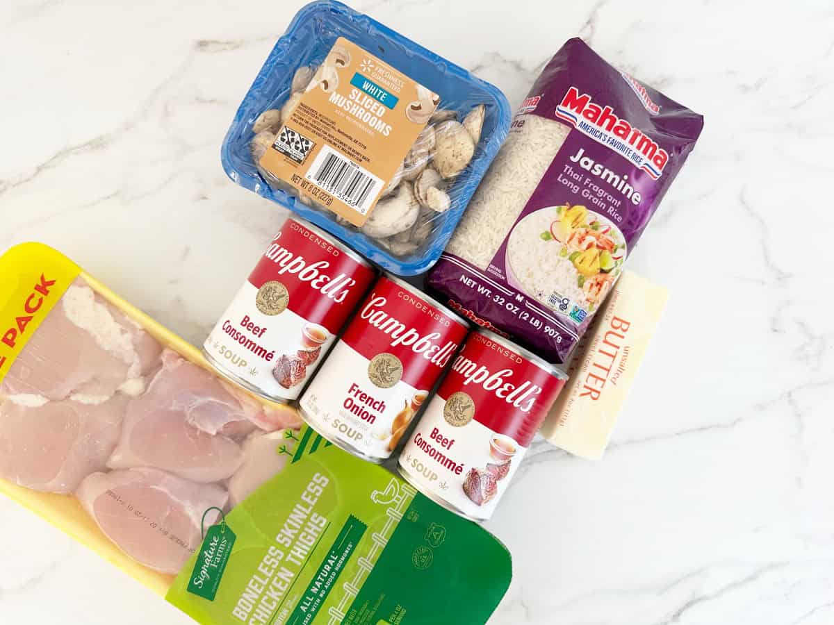 Down view of ingredients in their packaging.