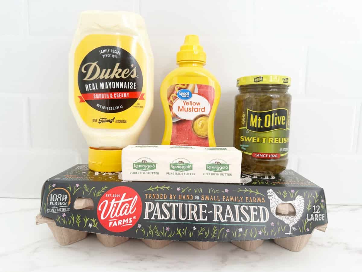 Side view of ingredients in their packaging.