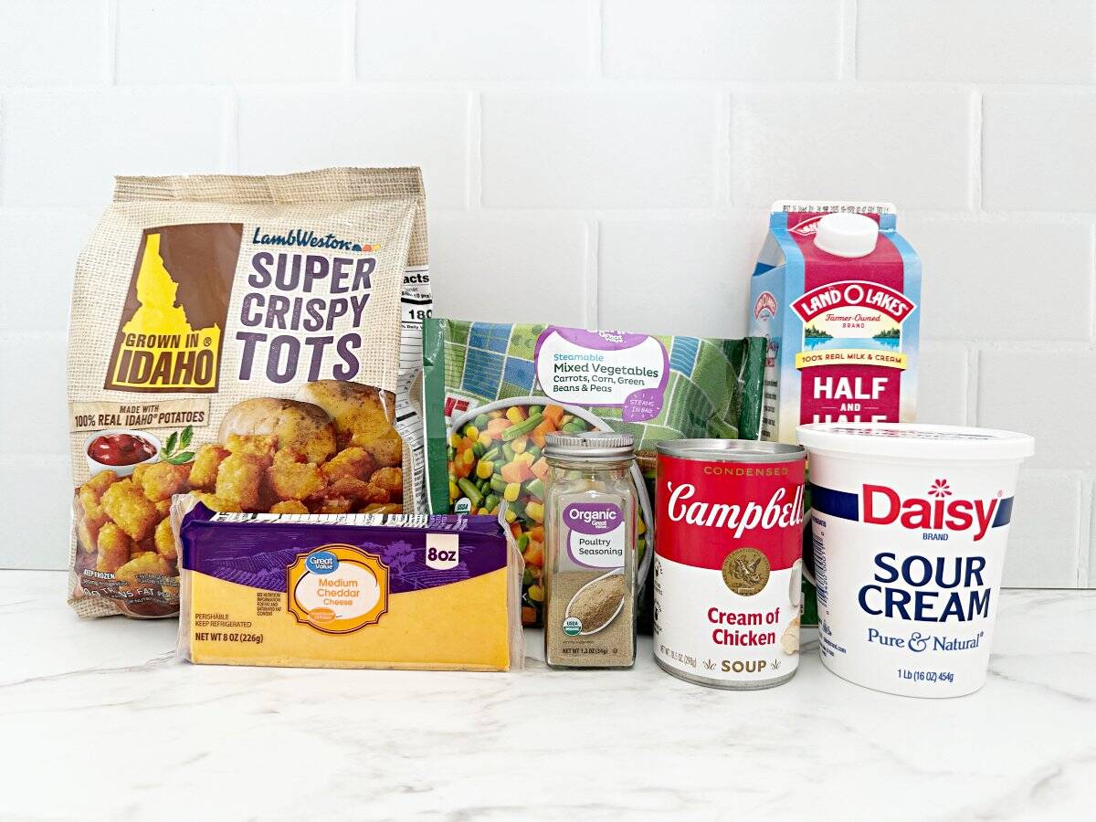 Side view of ingredients in their packaging.