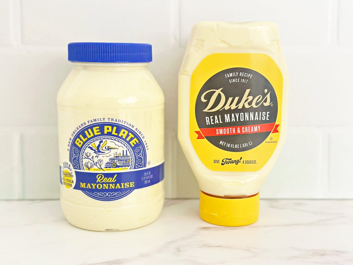 Two bottles of southern style mayonnaise.